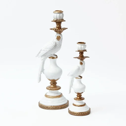 Mrs. Alice White Parrot Candle Holder (Pair)< Summer Glassware | Summer Candleware