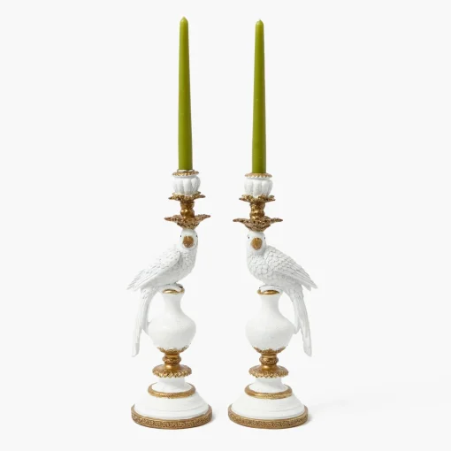 Mrs. Alice White Parrot Candle Holder (Pair)< Summer Glassware | Summer Candleware