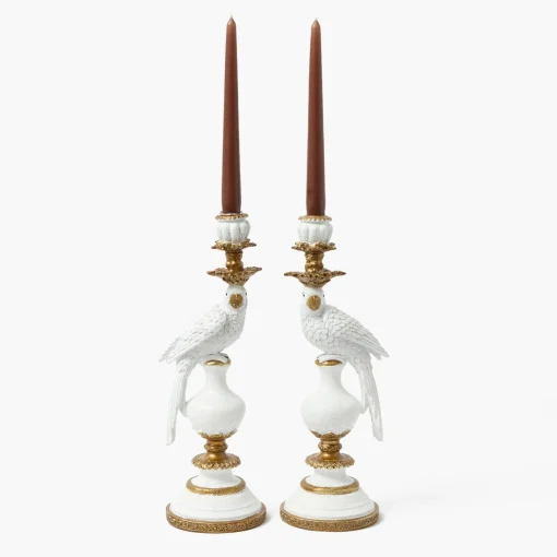 Mrs. Alice White Parrot Candle Holder (Pair)< Summer Glassware | Summer Candleware