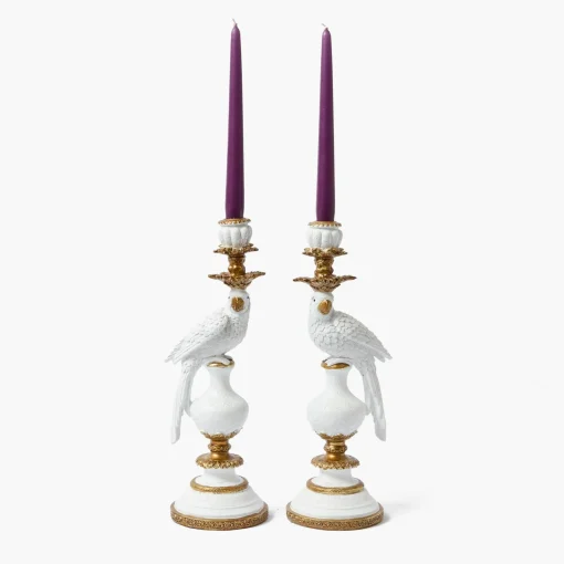 Mrs. Alice White Parrot Candle Holder (Pair)< Summer Glassware | Summer Candleware