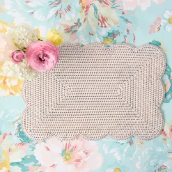 Mrs. Alice White Rectangular Scalloped Rattan Placemats (Set of 4)< Summer Table Linen | Placemats