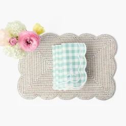 Mrs. Alice White Rectangular Scalloped Rattan Placemats (Set of 4)< Summer Table Linen | Placemats