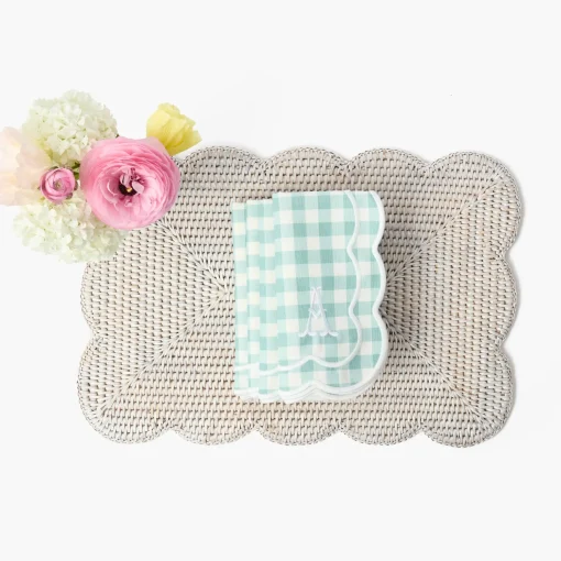 Mrs. Alice White Rectangular Scalloped Rattan Placemats (Set of 4)< Summer Table Linen | Placemats