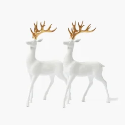 Mrs. Alice White Reindeer with Gold Antlers (Pair) - 33cm< Christmas Decorations