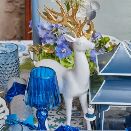 Mrs. Alice White Reindeer with Gold Antlers (Pair) - 33cm< Christmas Decorations