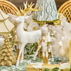 Mrs. Alice White Reindeer with Gold Antlers (Pair) - 33cm< Christmas Decorations