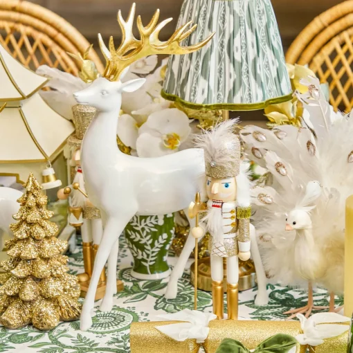 Mrs. Alice White Reindeer with Gold Antlers (Pair) - 33cm< Christmas Decorations