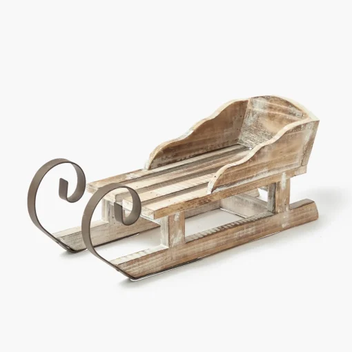 Mrs. Alice Wooden Sleigh (Set of 2)< Christmas Decorations