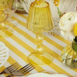 Mrs. Alice Yellow Glass Lantern Tea Light Holder (Pair) - 18cm< Summer Candleware | Candle Holders
