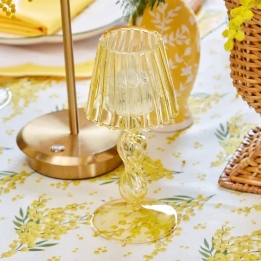 Mrs. Alice Yellow Glass Lantern Tea Light Holder (Pair) - 18cm< Summer Candleware | Candle Holders