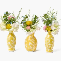 Mrs. Alice Yellow Hand Painted Tole Bud Vases (Set of 3)< Vases | Vases & Planters