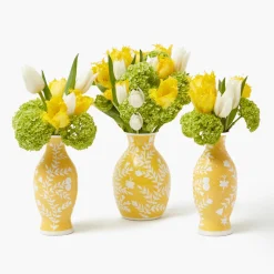 Mrs. Alice Yellow Hand Painted Tole Bud Vases (Set of 3)< Vases | Vases & Planters
